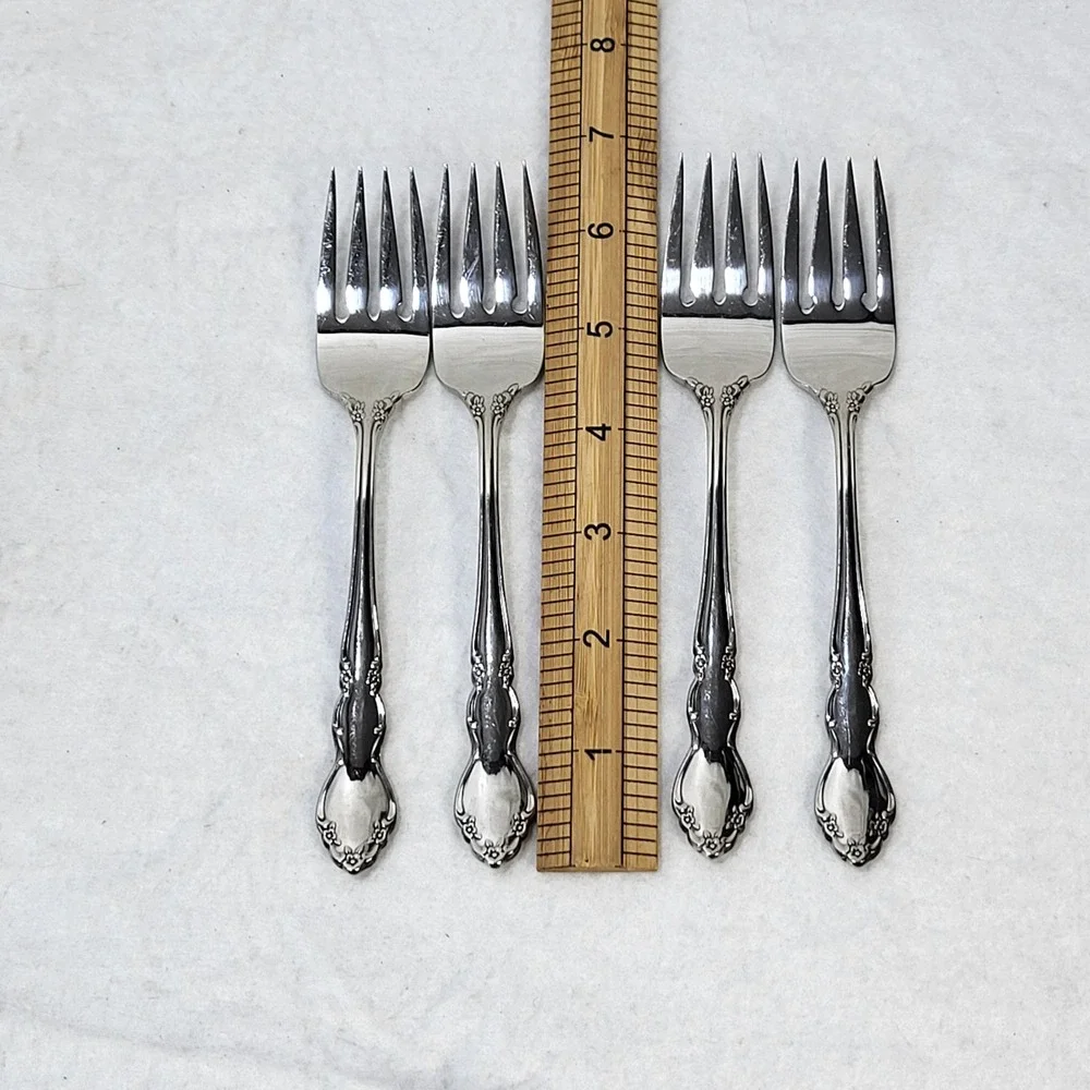 Oneida Dover Stainless Steel Cocktail Seafood Forks Set of 4 Floral Scroll 6